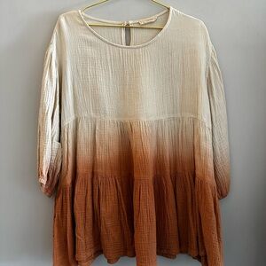 Ombre Cream and Brown Tunic Blouse